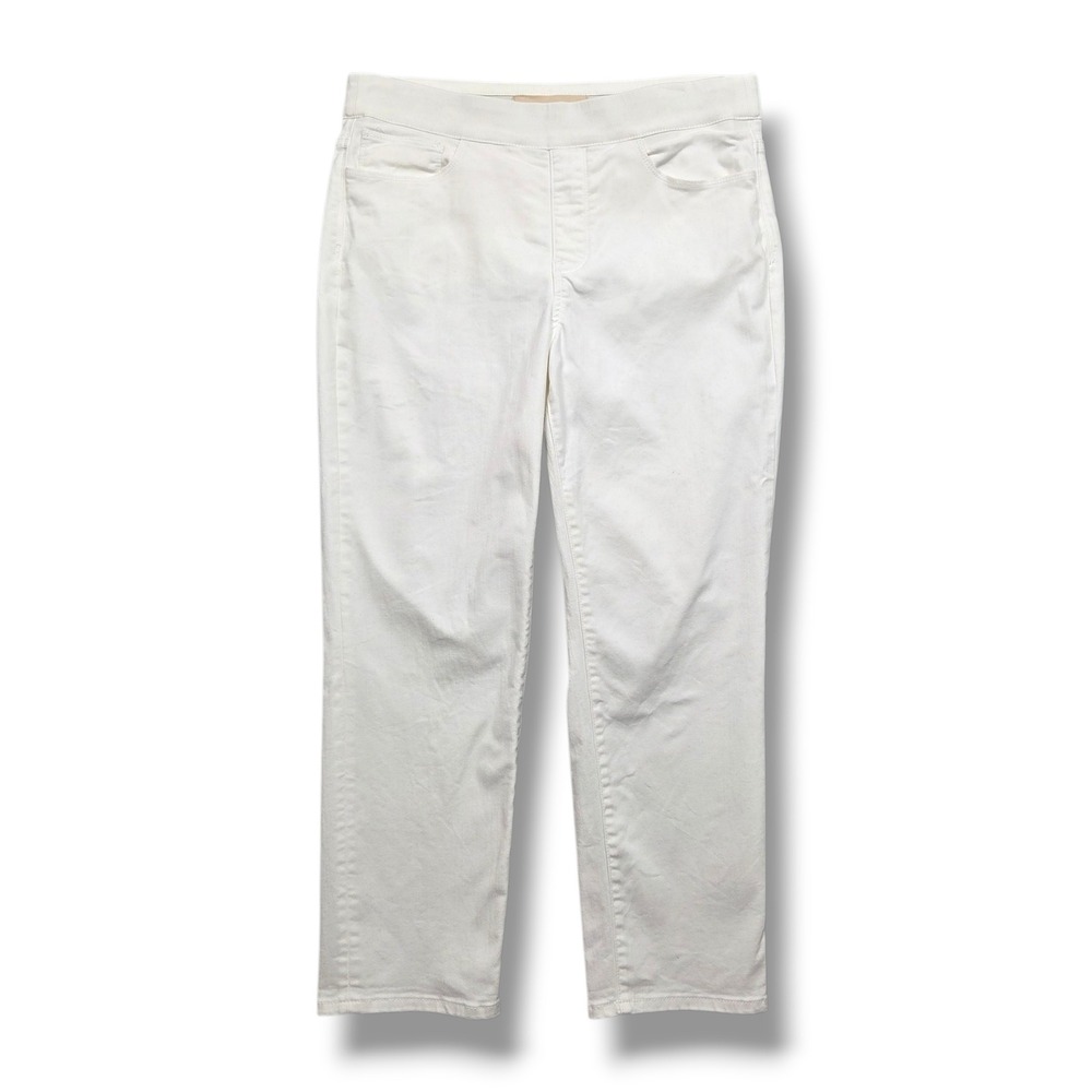 Soft Surroundings Pull On Crop Jeans Womens Medium White Ultimate Denim